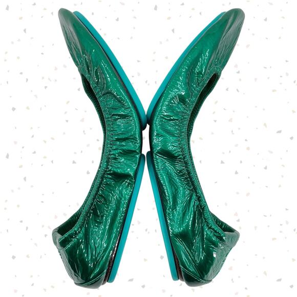 Tieks Emerald Green Patent Leather Ballet Flats Classic Holiday Shoes Size 9 - Picture 6 of 9